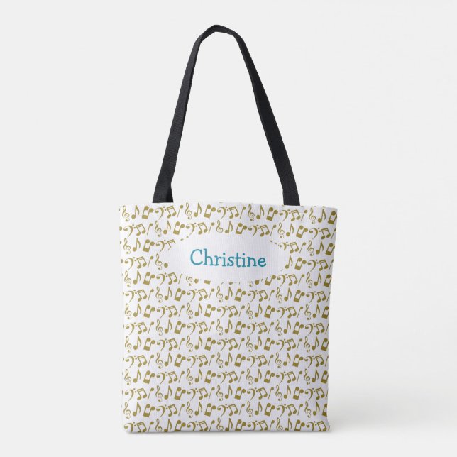 Personalised Gold Music Note Tote Bag (Back)