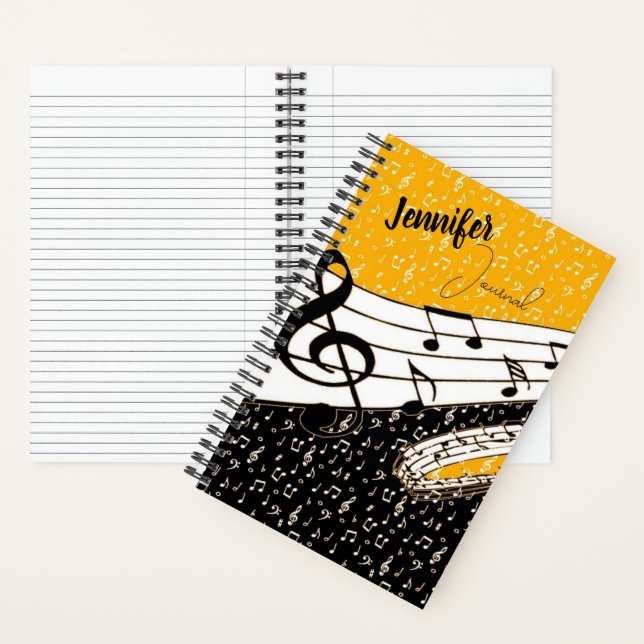 Personalised Gold music theme journal (Inside)