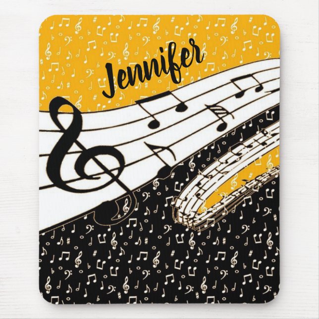 Personalised Gold music theme Mouse Mat (Front)