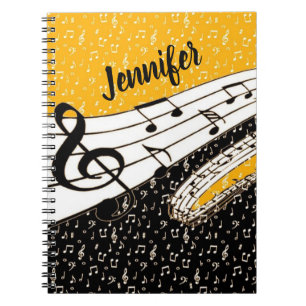 Personalised Gold music theme Notebook