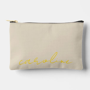 Personalised Gold Name Makeup Bag: Canvas Cosmetic Accessory Pouch