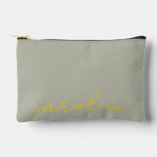 Personalised Gold Name Makeup Bag: Canvas Cosmetic Accessory Pouch
