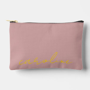Personalised Gold Name Makeup Bag: Canvas Cosmetic Accessory Pouch