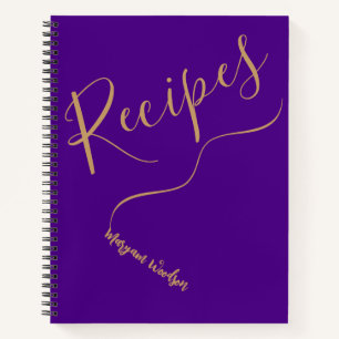 Personalised Gold Name (Recipe Journal) Indigo Notebook