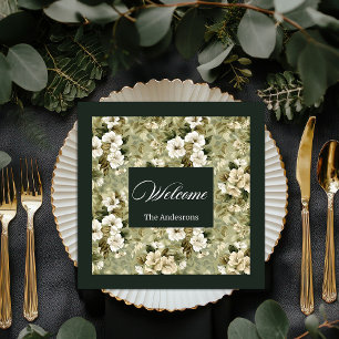 Personalised Gold Napkins Chic Botanical Design