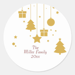 Personalised Gold Ornament Classic Round Sticker