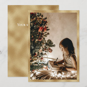 Personalised Gold Photo Holiday Christmas Card