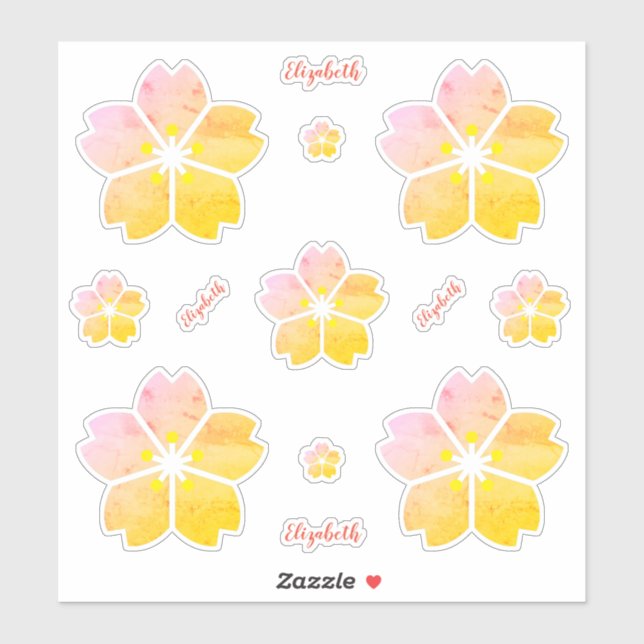 Personalised Gold Pink Cherry Blossom Vinyl (Sheet)