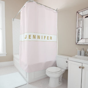 Personalised gold pink monogram  shower curtain