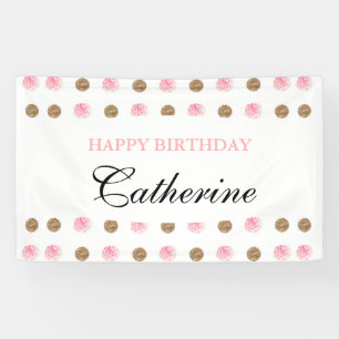 Personalised Gold & Pink Polka-Dot Birthday Banner