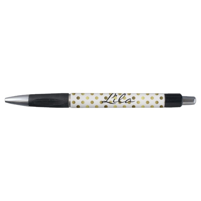 Personalised Gold Polka Dot Pen (Front)