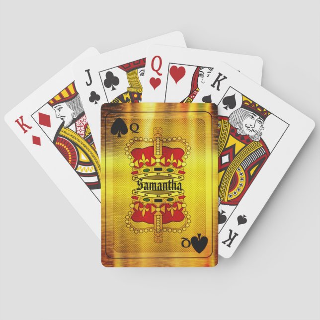 Personalised gold queen playing cards (Back)