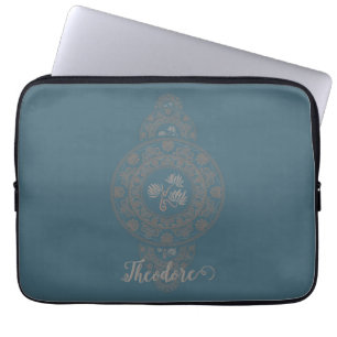Personalised Gold Rococo Lotus Ornamental Mandala Laptop Sleeve