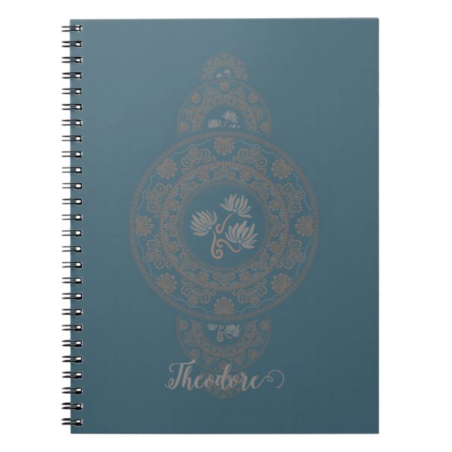 Personalised Gold Rococo Lotus Ornamental Mandala Notebook (Front)