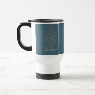 Personalised Gold Rococo Lotus Ornamental Mandala Travel Mug