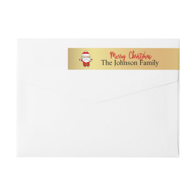 Personalised Gold Santa Claus Return Address Wrap Around Label (Back)