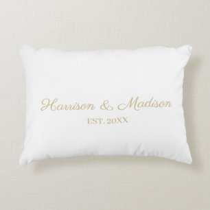 Personalised gold script couple name date Wedding Decorative Cushion
