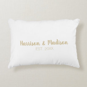 Personalised gold script couple name date Wedding Decorative Cushion