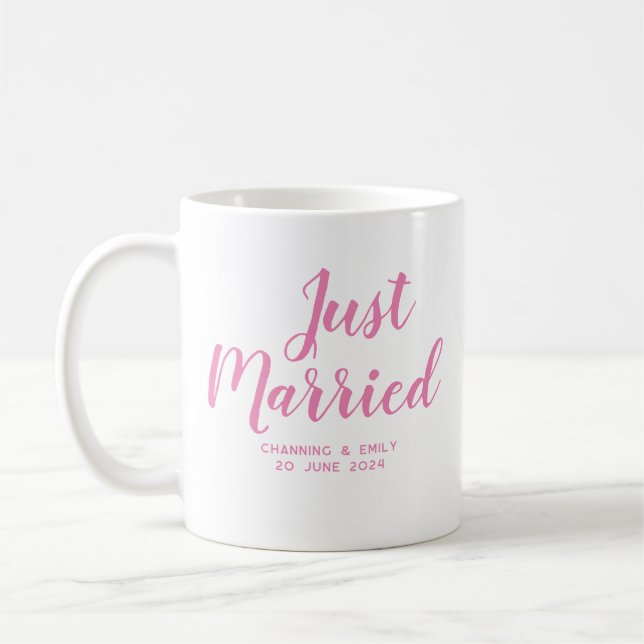 Personalised Gold Script Just Married Coffee Mug (Left)