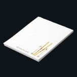 Personalised Gold Skis | Vintage Ski Illustration  Notepad<br><div class="desc">Modern Alpine ski,  skiing,  skier-themed design with gold skis and gold poles. Simple festive holiday gold ski illustration for ski lovers.</div>