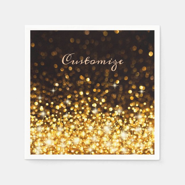 Personalised Gold Sparkle Napkin (Front)
