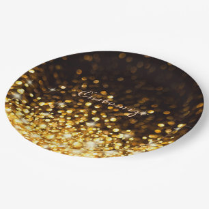 Personalised Gold Sparkle Paper Plate