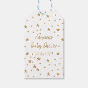 Personalised Gold Star Glitter Girl Baby Shower  Gift Tags
