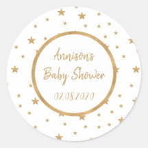 Personalised Gold Star Glitter Sparkle Baby Shower