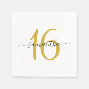 Personalised Gold Sweet 16 Napkin
