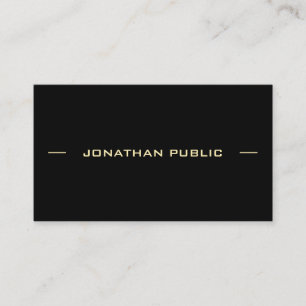 Personalised Gold Text Black Template Modern Chic Business Card