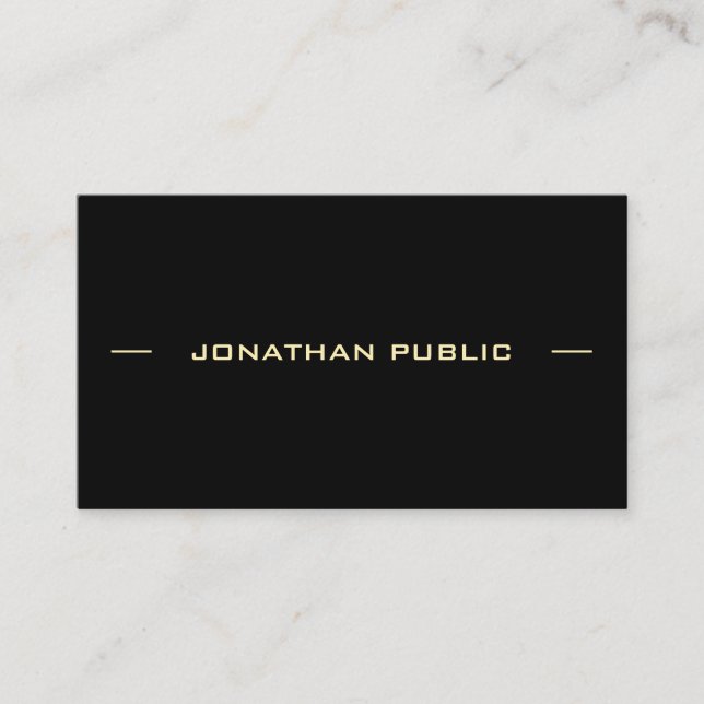 Personalised Gold Text Black Template Modern Chic Business Card (Front)