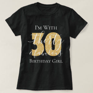 Personalised Gold Thirty Fabulous Birthday Glitter T-Shirt