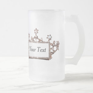 Personalised “Gold Tiara” Frosted Glass Beer Mug