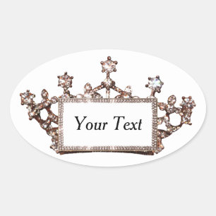 Personalised “Gold Tiara” Oval Sticker