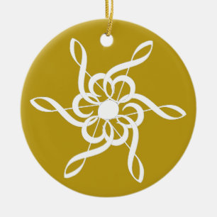 Personalised Gold Treble Clef Snowflake Musical Ceramic Tree Decoration