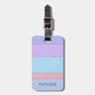 Personalised Gold Trim Colour Stripes Luggage Tag