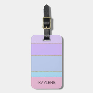 Personalised Gold Trim Colour Stripes Luggage Tag