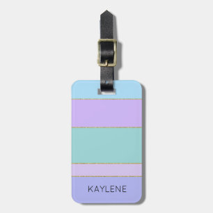 Personalised Gold Trim Colour Stripes Luggage Tag