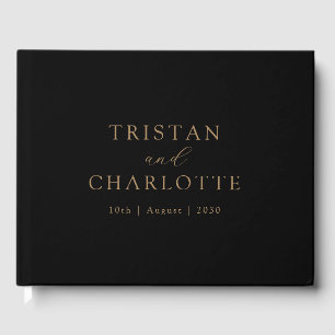 Personalised Gold Typography Black Guest Book