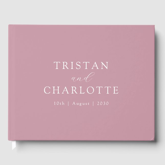 Personalised Gold Typography Blush Rose Pink Guest Book (Front)