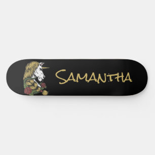 Personalised Gold Unicorn   Skateboard