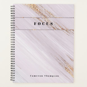 Personalised Gold watercolor strokes Focus Word Planner