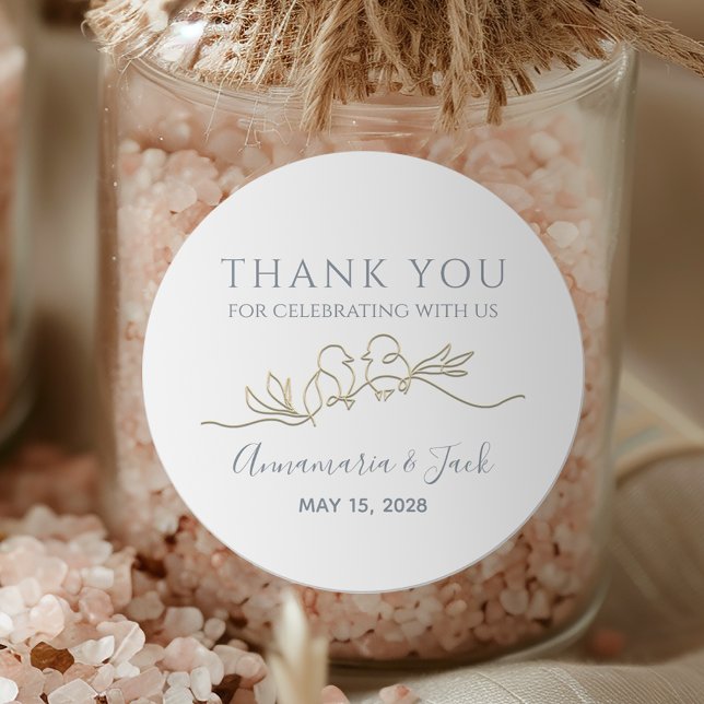 Personalised Gold Wedding Favour Classic Round Sticker (Creator Uploaded)
