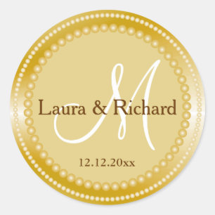 Personalised Gold Wedding Monogram Seals