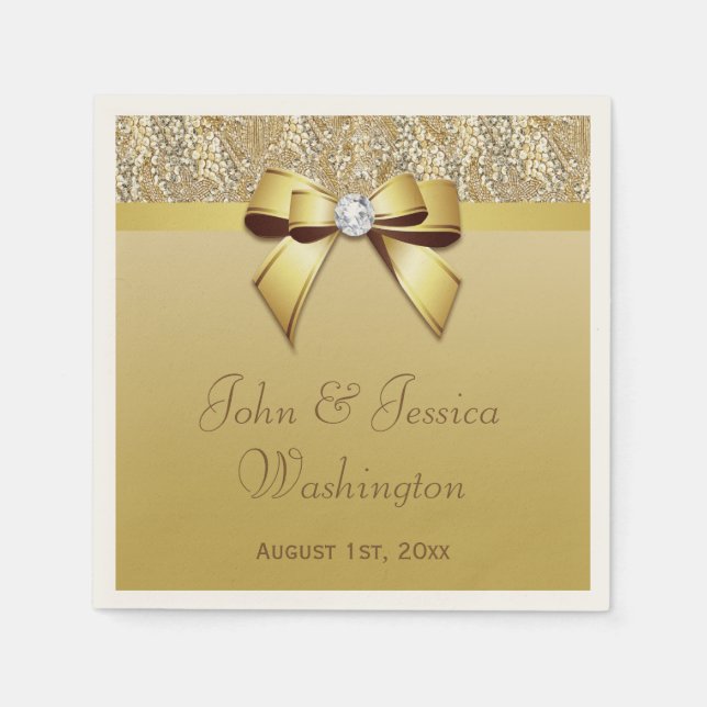 Personalised Gold Wedding Napkin (Front)