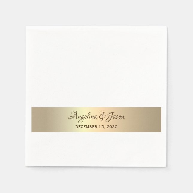 Personalised Gold Wedding Napkins (Front)