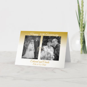 Personalised Gold Wedding Photos 50th Anniversary Card