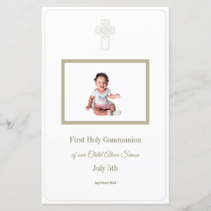 Personalised Gold White First Holy Communion menu