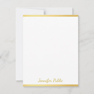 Personalised Gold White Hand Script Name Vertical Card