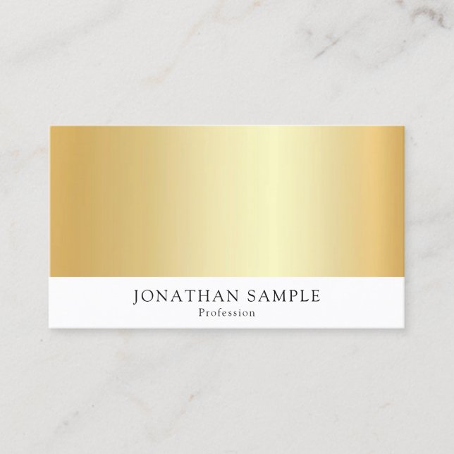 Personalised Gold White Modern Elegant Template Business Card (Front)